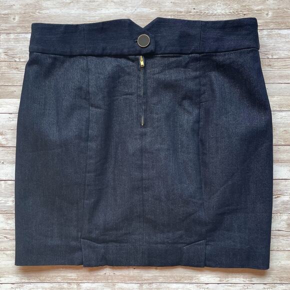 Leifsdottir Denim Mini Skirt Pleated Ruffle Front Dark Blue Wash Size 6 - Picture 4 of 11